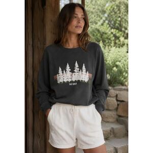 THE GREAT. Gray Forest Long Sleeve Pullover Sweatshirt Top  Women's Size Large